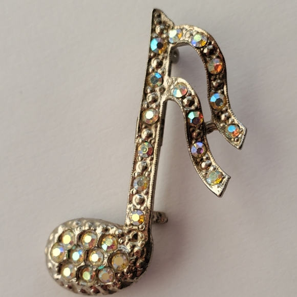 16th Note Musical Symbol Vintage Brooch - Picture 4 of 10